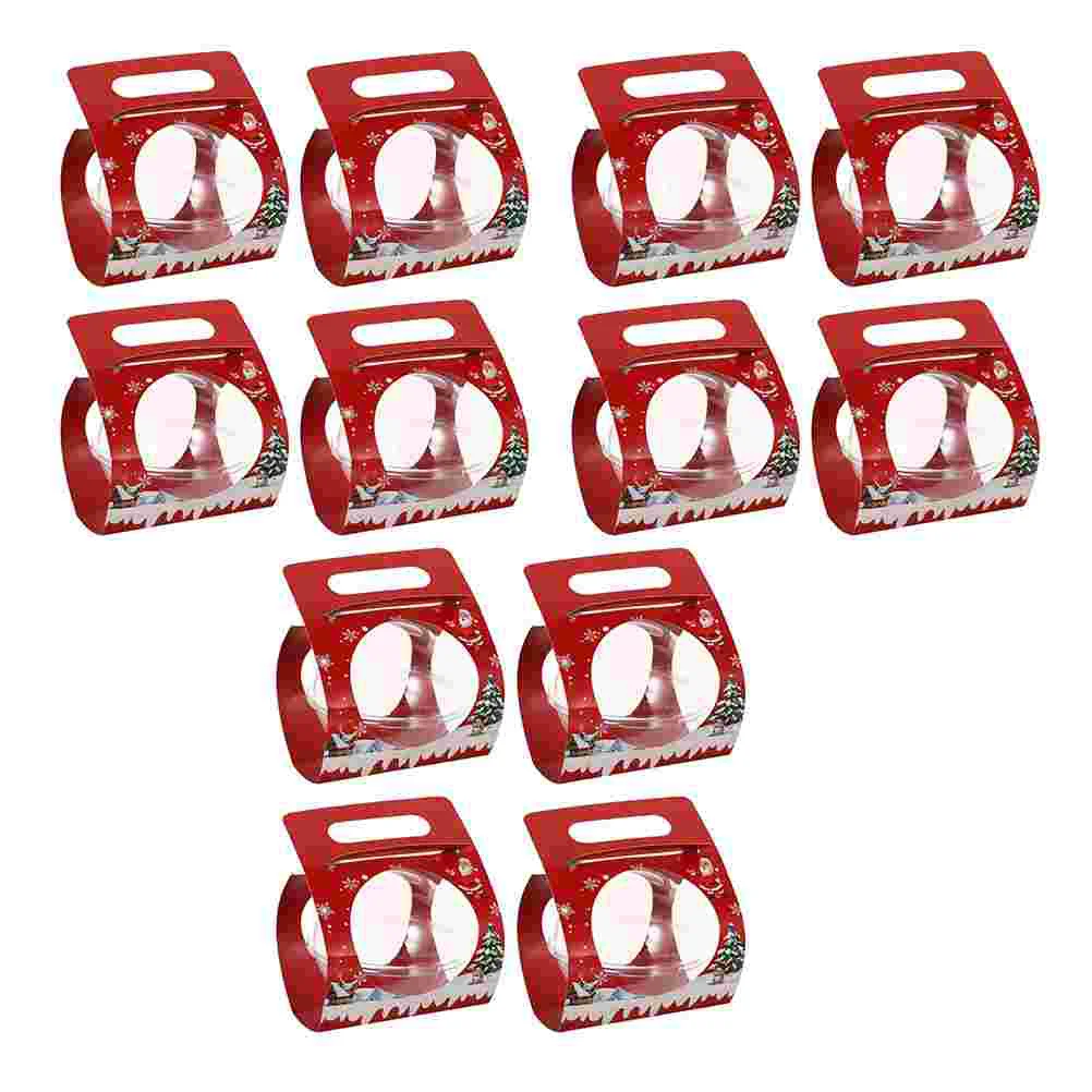 

12 Sets Cake Plastic Container Pudding Case Xmas Gift Gadgets Packaging Accessory Decorative