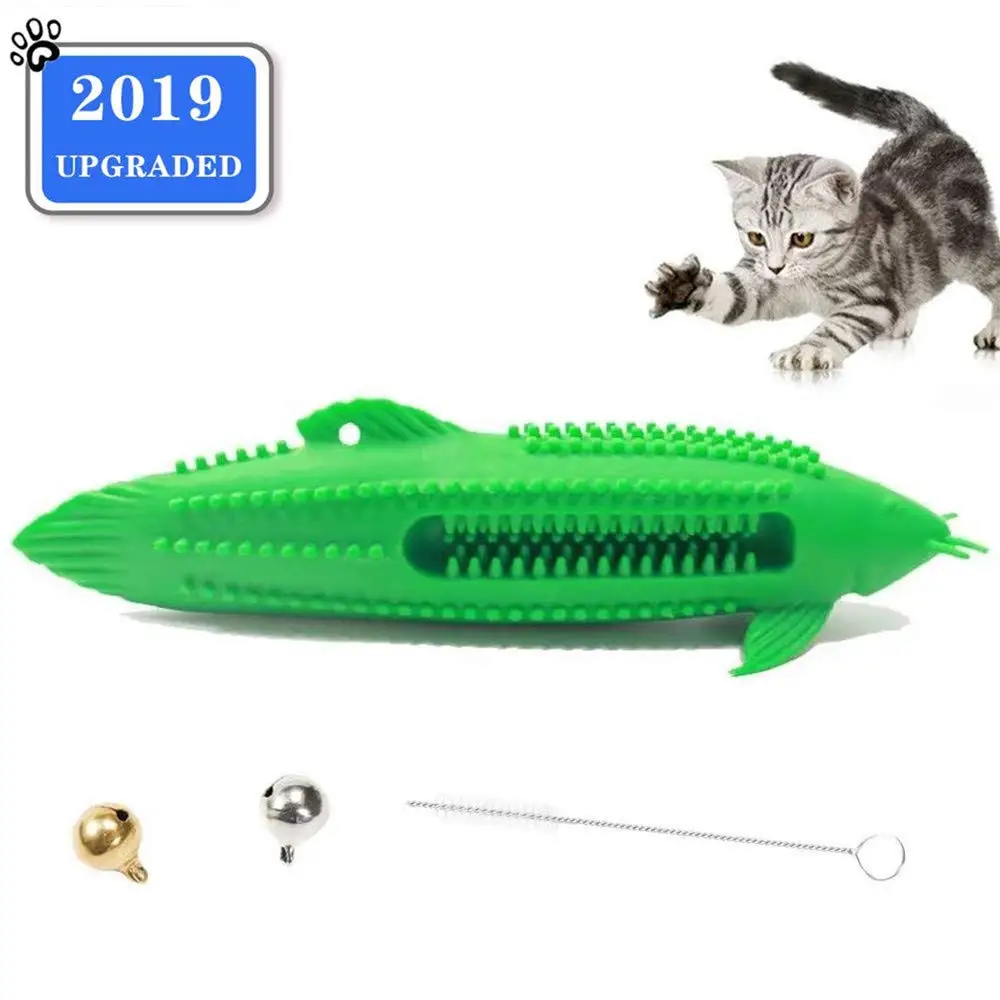 Cat Toy Natural rubber Fish Shape Pet Cat Chew toys Toothbrush Simulated Molar Stick Teeth Cleaning Toy For Cats Puppy