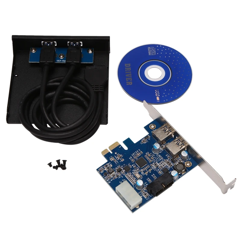 

PCI Express PCI-E Card 2 Port Hub Adapter + USB 3.0 Front Panel 5Gbps Hi-Speed