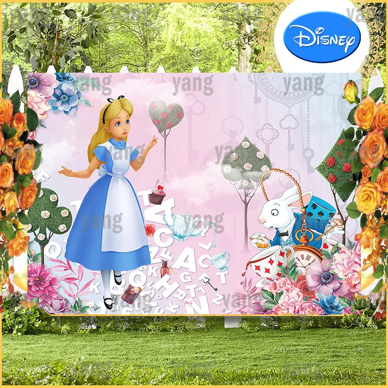 Cartoon Lovely Colorful Love Tree Disney Alice In Wonderland Birthday Party Decoration Baby Shower Backdrop Background Banner
