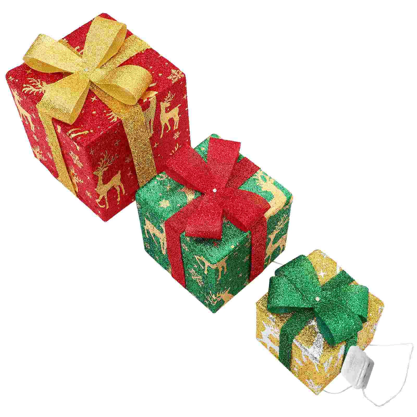 

Christmas Outdoor Decorations Party Xmas Lights Rattan Tree Window Scene Fake Present Stockings