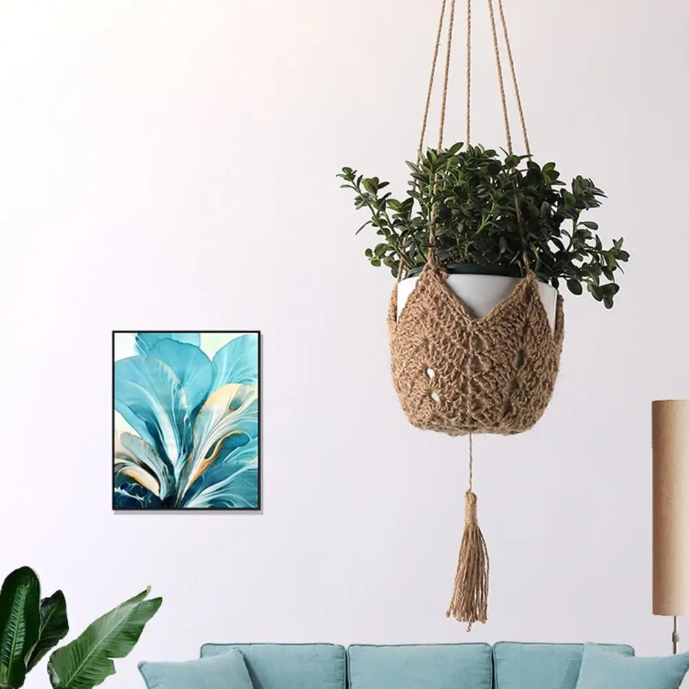 

Plant Pot Holder Convenient with Tassel Widely Used Flower Pot Display Hanging Holder Home Supplies