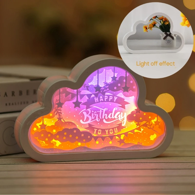 

C63B Glowing Night Light Mirror 2 in 1 Decorative Crafts Household Party Decoration Supplies for Home Bedroom Dormitory Decor