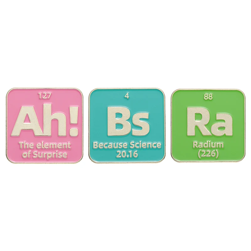 

3 pcs/set Chemical Element Enamel Pin Lapel Pins Backpack Brooches Brooches for Clothing Badges Fashion Jewelry Accessories