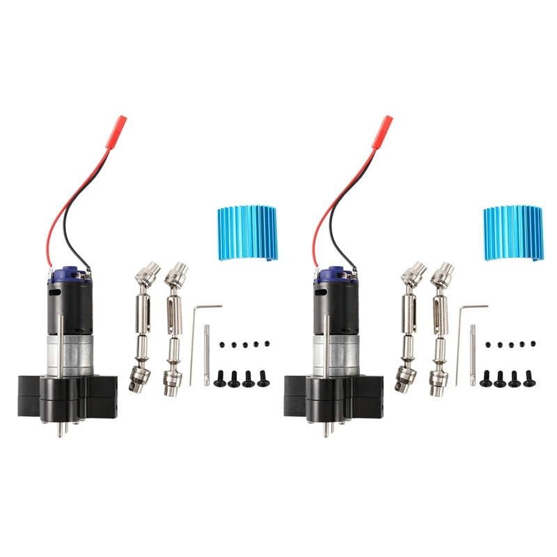 

2X металлическая коробка передач 370 мотор с приводным валом обновленные аксессуары для WPL C14 C24 B24 B36 MN D90 Радиоуправляемый автомобиль, черный