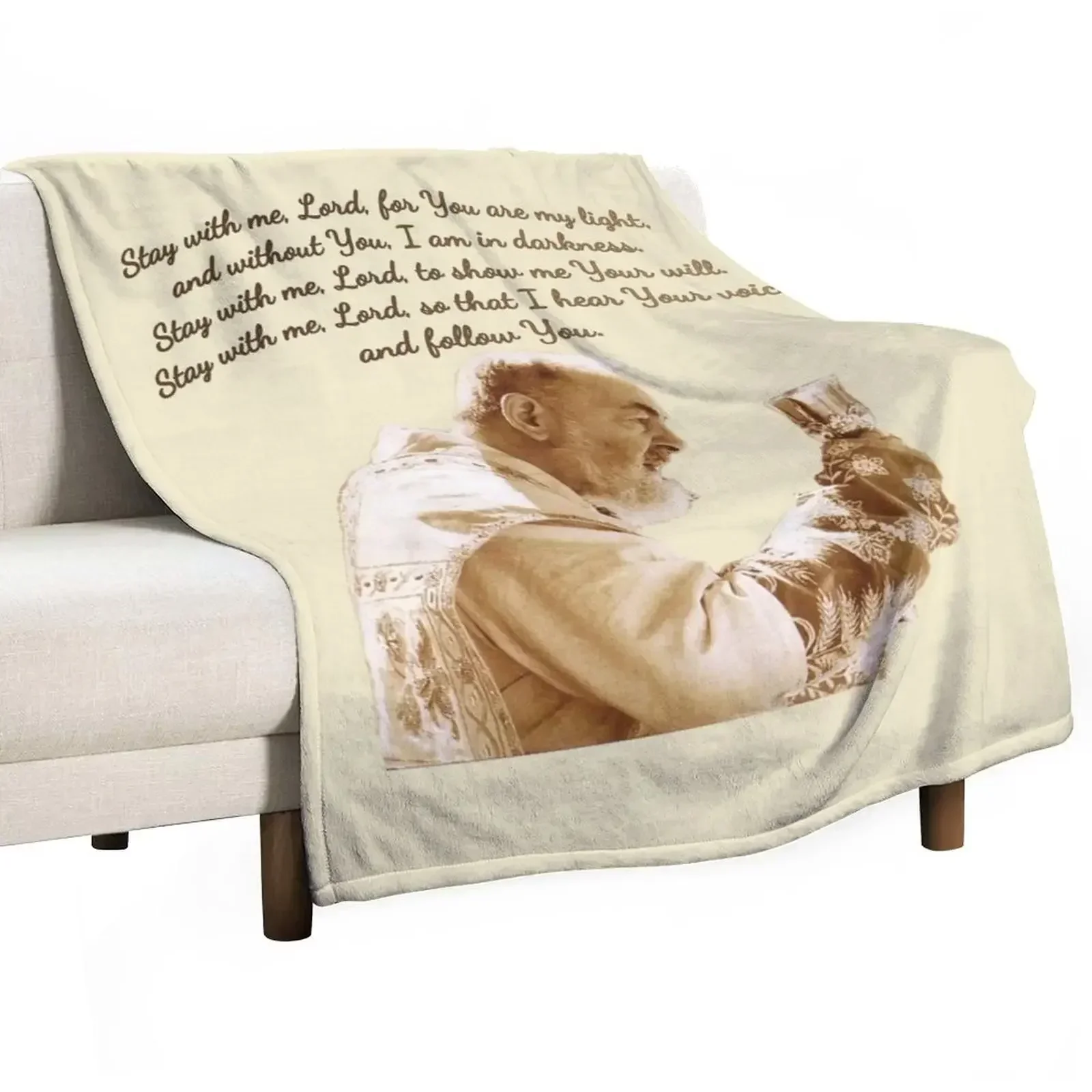 Padre Pio of Pietrelcina Stay with me Lord Throw Blanket For Sofa Thin Bed covers Soft Plaid Blankets