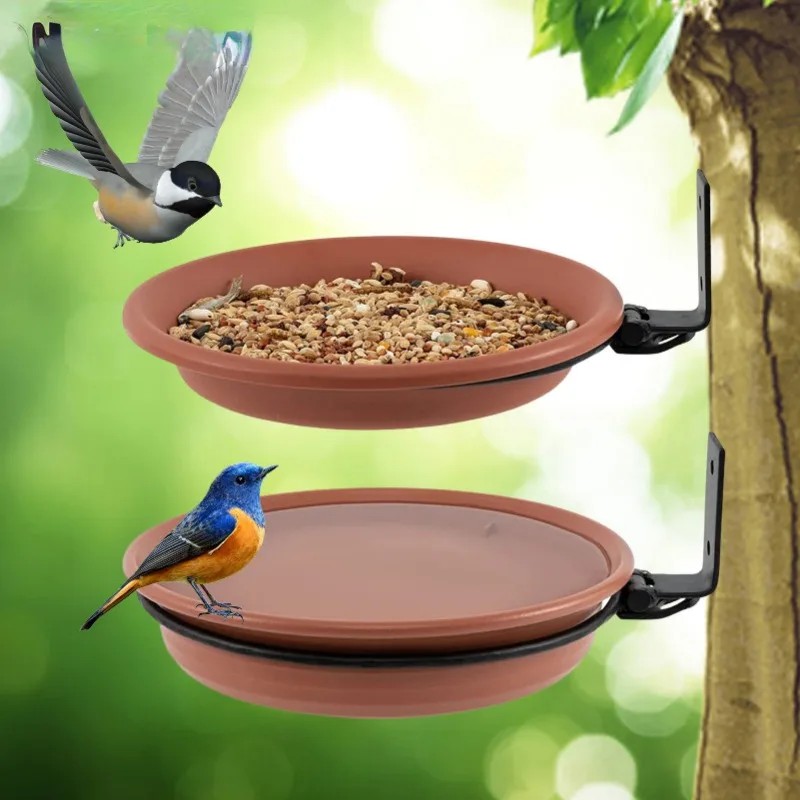 S Bath Tray Removable Adjustable Wall-mounted Large Capacity Outdoor Pajaros Bird Feeders Seed Water Bowl