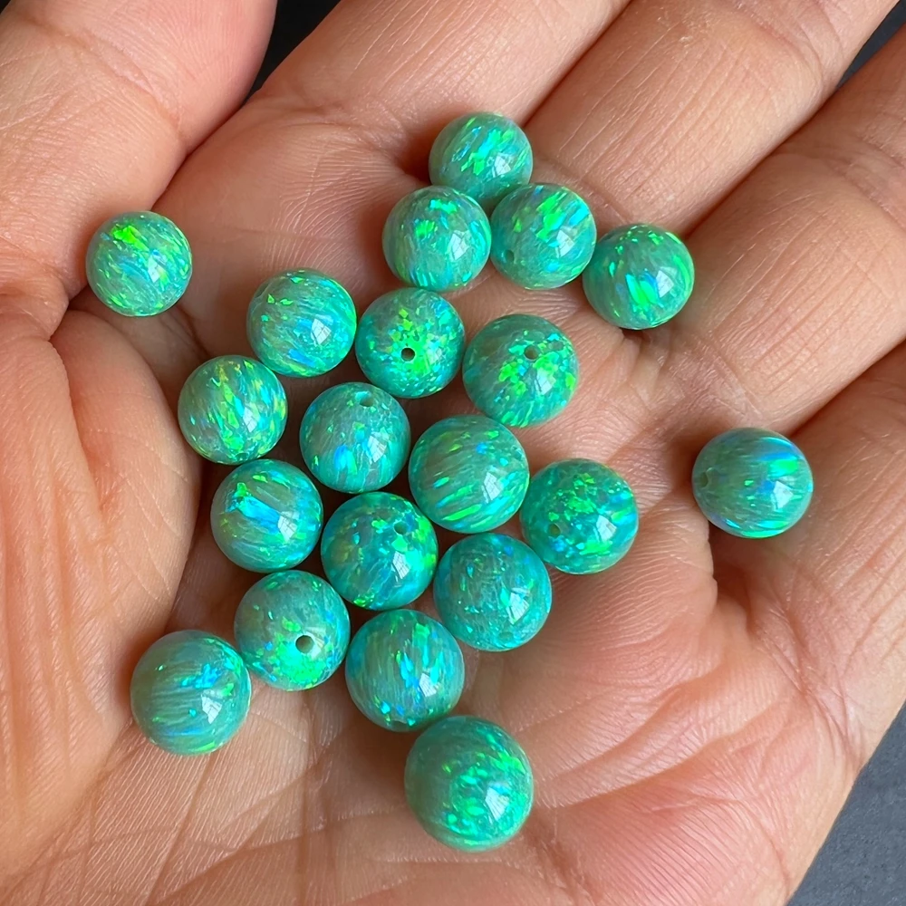 

20pcs/lot 8mm Round Ball Opal for Necklace Synthetic Round Ball Fire Opal Beads for Body Piercing Jewelry