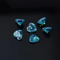 sea blue color vvs1 heart cut moissanite loose stones diamond test pass synthesis moissanite gemstone for diy jewelry making