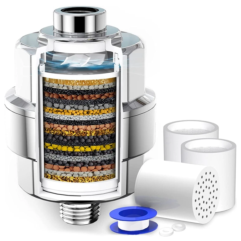 

Shower Water Filter Shower Water Purifier -Shower Head Filter For Hard Water, With 3 Replaceable Filter Cartridges Fan