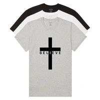 2022 new mens cross believe printed t shirts organic cotton tee crewneck short sleeve t shirts breathable tops multiple packs