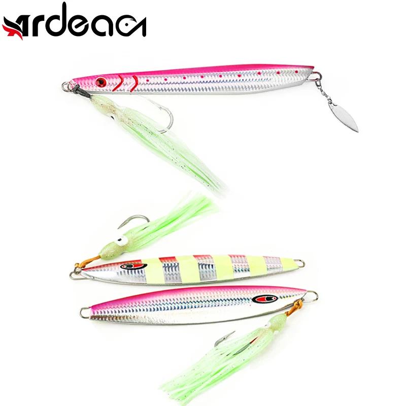 

ARDEA Slow Jig Shore Casting With Luminous Octopus Squid Skirt Lure 350g/400g/450g Sinking Glow Jigging Bass Assist Twin Hooks