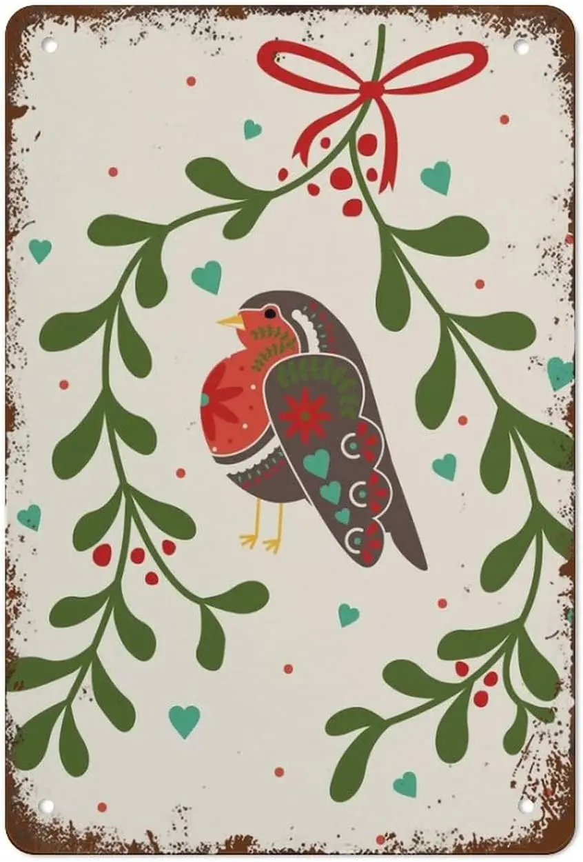 Chrstms Robn Wll Sdnvn Folk Brd Sesonl Декор ble ретро Современный BohVntge Tn Sgn Metl Дом Спальня Офис De