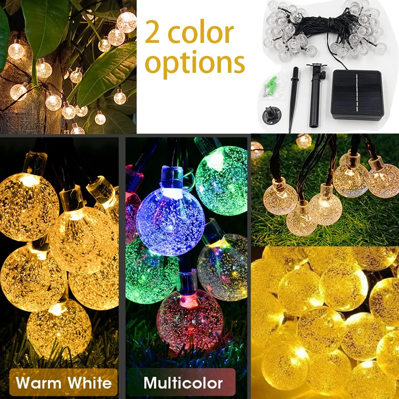 Solar LED bubble light string 15m 100 outdoor waterproof garden wedding party Christmas tree bistro light atmosphere decoration