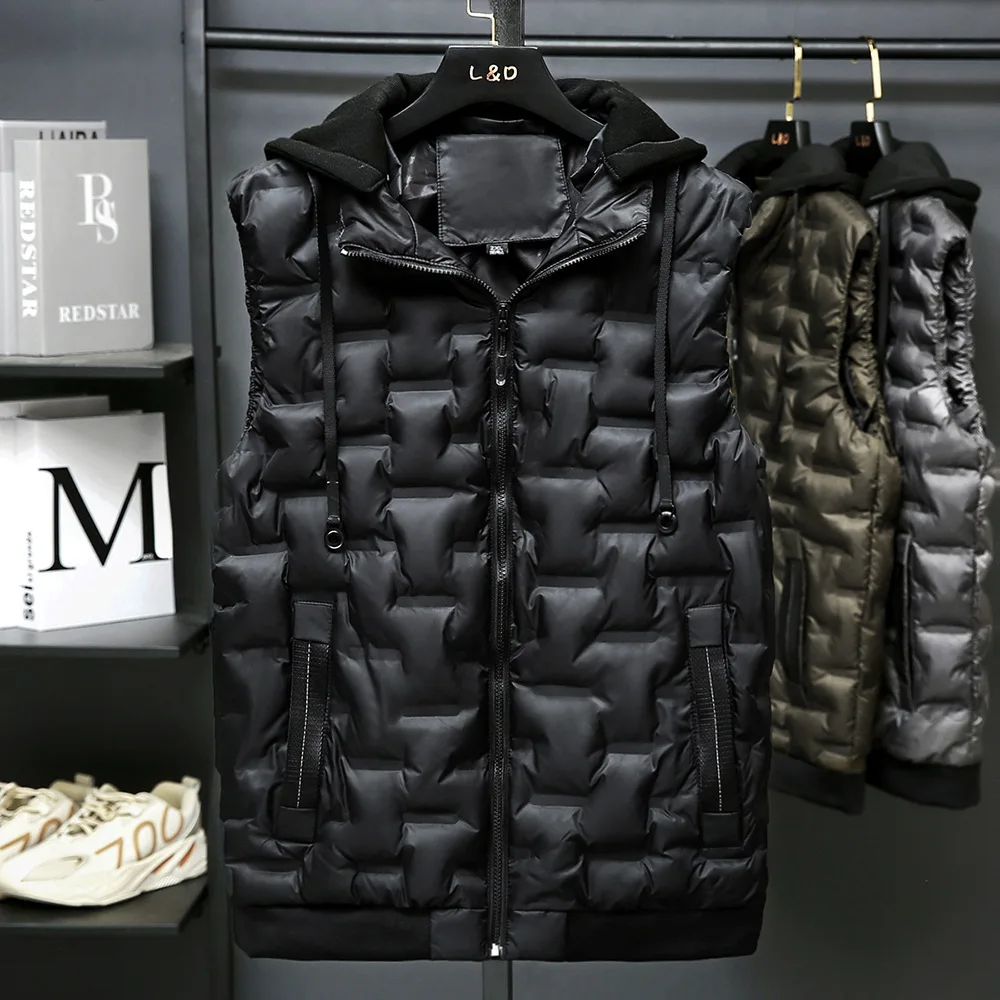 Men's Vest Jacket Winter Hot Sale New High Quality Waistcoat Men's Casual Vest Sleeveless Jacket Men's Hooded Coat Asian Size