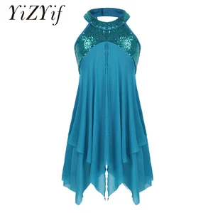 Балетное танцевальное платье для девочек с блестками и перекрестной спиной, гимнастическое трико, лирическое современное бальное танцевальное платье для латиноамериканских танцев