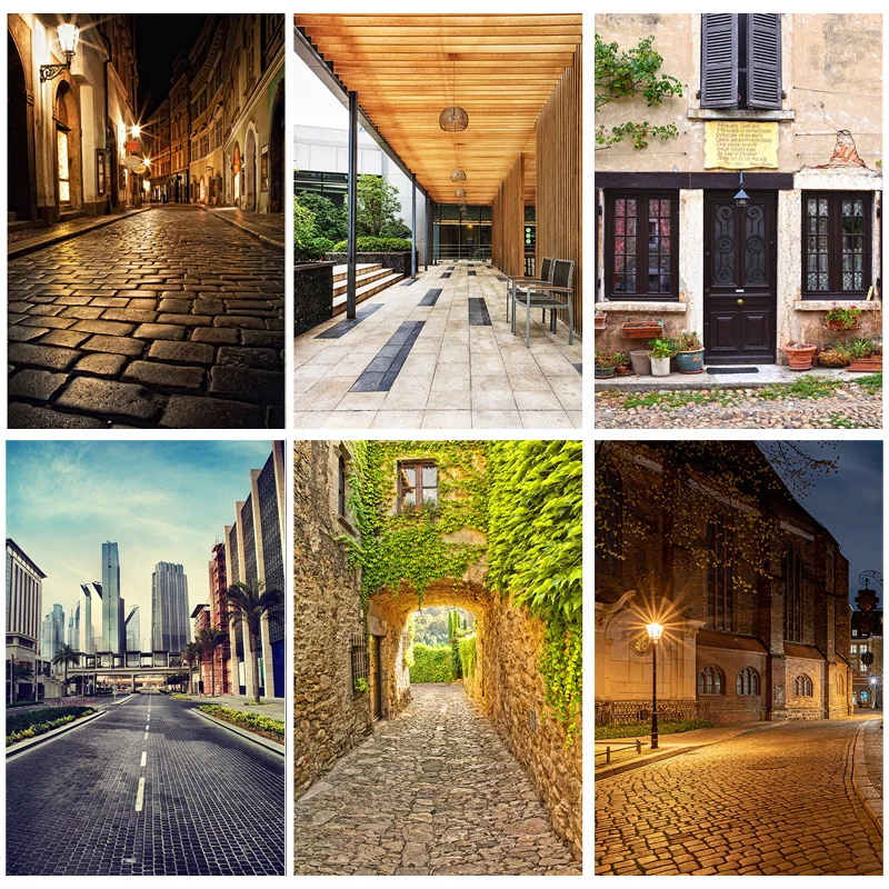 

Vintage European Street View Scenery Photography Backdrops Wedding Travel Photo Backgrounds Studio Props 21926 JJT-07