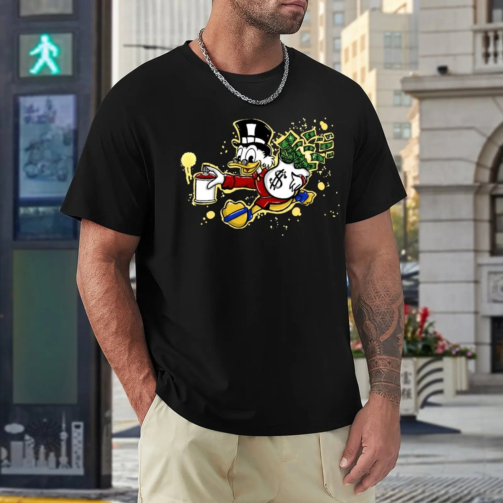 

Graphic Yellow Paint Scrooge Mcduck And Money Tees High Grade Leisure Eur Size