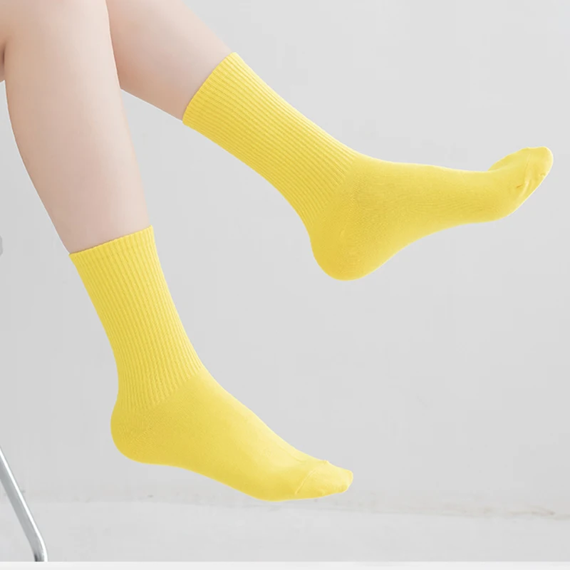 Women's Socks Four Seasons Fashion Cute Candy Sock 40+ Colors Stretch Soft Fit Basic Daily Sox Breathable Comfortable Sokken