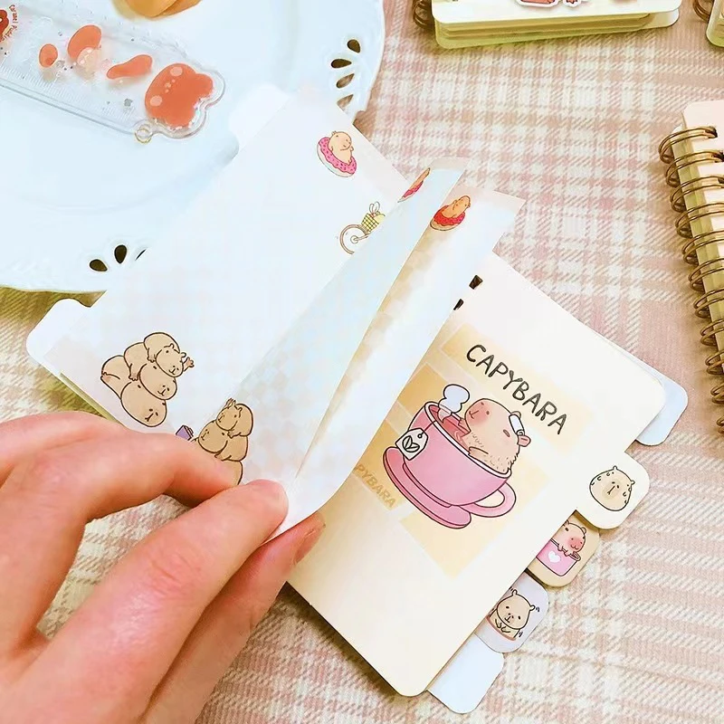 Портативный блокнот Kawaii на катушке мультяшный журнал капибары мини-блокнот