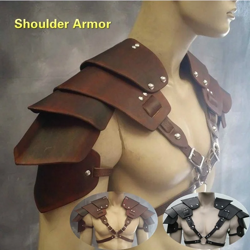 

Medieval Vintage Leather Rivet Shoulder Pad Stage Performance Prop Viking Warrior Gladiator Samurai Battle Knight Shoulder Armor