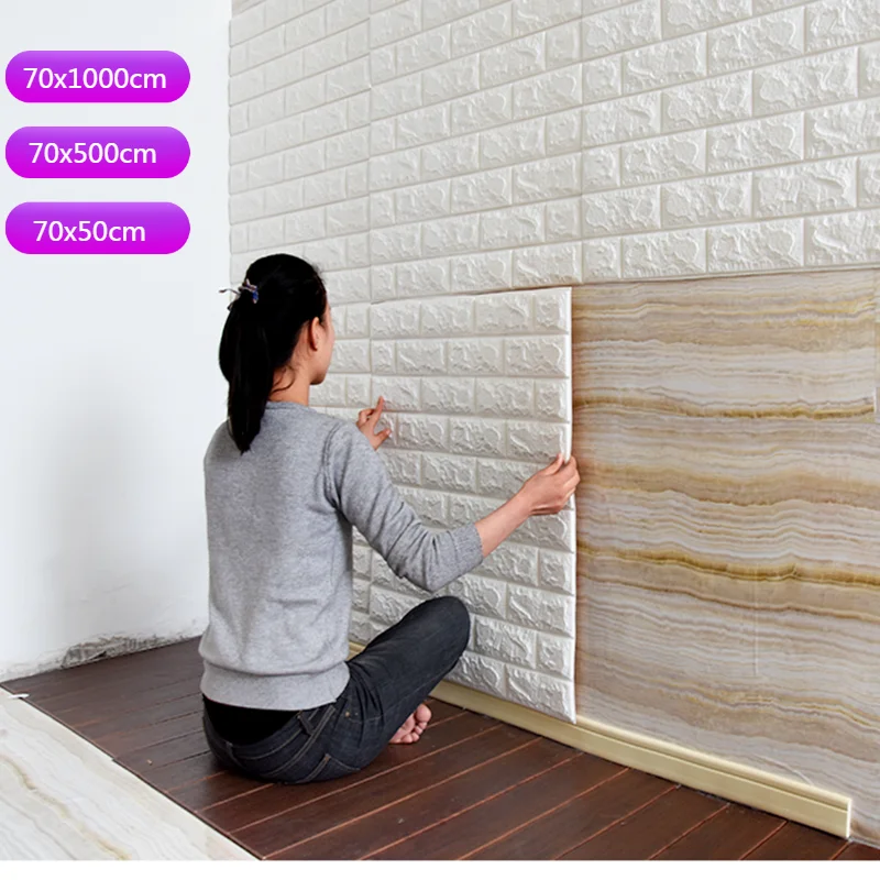 

PE Foam 3D Wallpaper DIY Wall Stickers Wall Decor Embossed Brick Stone Living Room Bedroom TV Background Wall Home Decorat