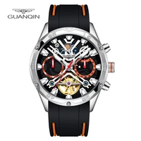 guanqin watch for men mechanical automatic tourbillon stainless steel bracelet accessories mens watch moon phase calendar clock