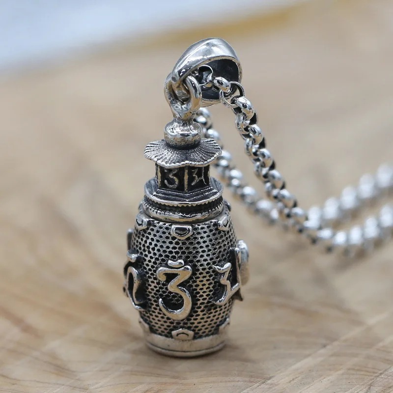 New Style Old Antique Pendant Retro Hollow Box Men Openable Cylinder Urn Ash Storage Amulet Locket Necklace Religious Jewelry