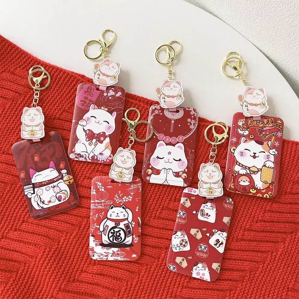 

Student Fortune Cat Bus Card ID Card Retractable Card Holders Card Case Protection Cover