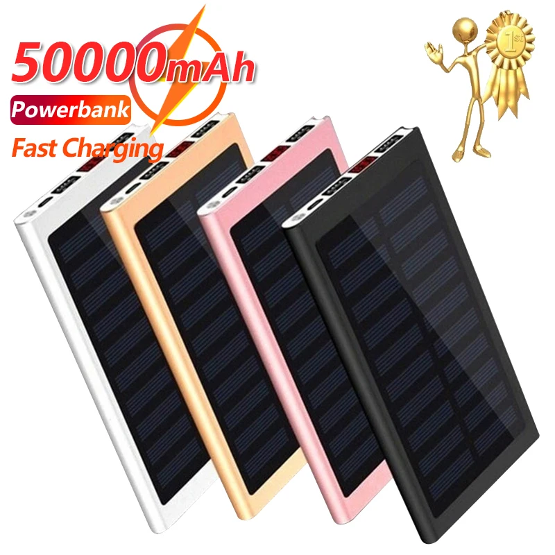 

50000mAh Solar Power Bank Digital Display Thin Large Capacity Portable Fast Charger External Battery for IPhone Xiaomi mi Huawei