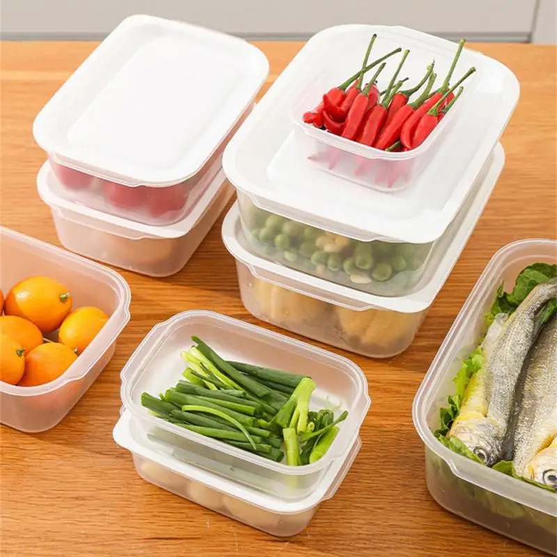 

Transparent Storage Box With Lid Refrigerator Multi-functional Vegetable Fruit Spice Case Food Container Kitchen Storage Boxs