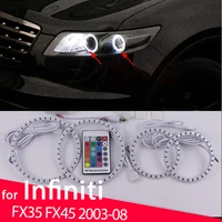 Remote Control Smd RGB multi-color LED Headlight Angel Eyes Bulb Halo Ring Lamp for INFINITI FX35 FX45 2003-2008 Accessories