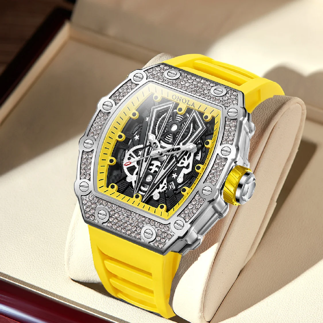 New Diamond Fashion Men Watch ONOLA  Top Luxury Man Watches Quartz Sports Waterproof Men's Wristwatch Clock Relogio Masculino enlarge