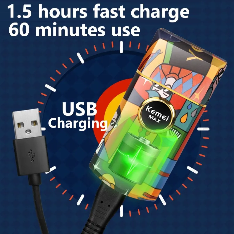 Бритва Kemei из титановой двойной фольги Профессиональный парикмахерский