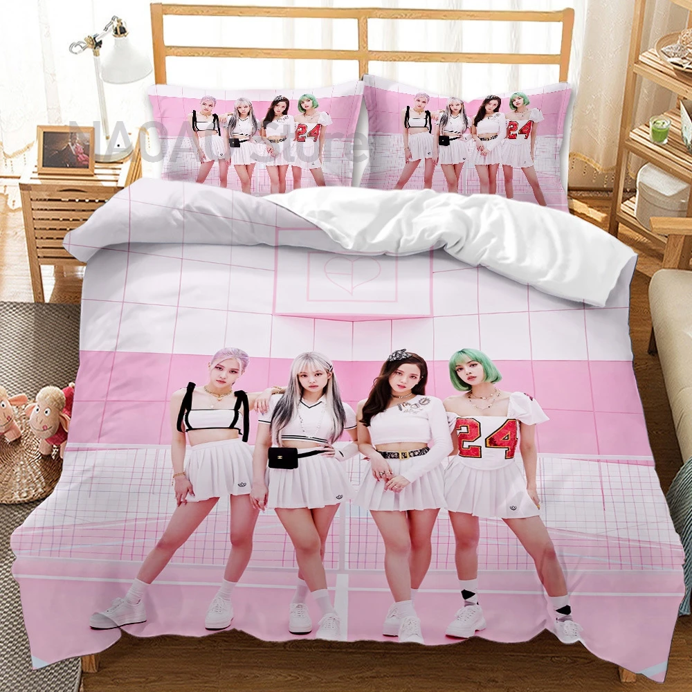 

2022 Kpop Lisa Rose Duvet Cover Pillowcase Bedding Set Single Twin Full Size For Girls Bedroom Decor