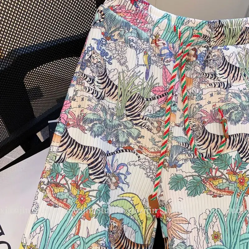 Женские брюки-трубы Y2K с принтом тигра и цветов