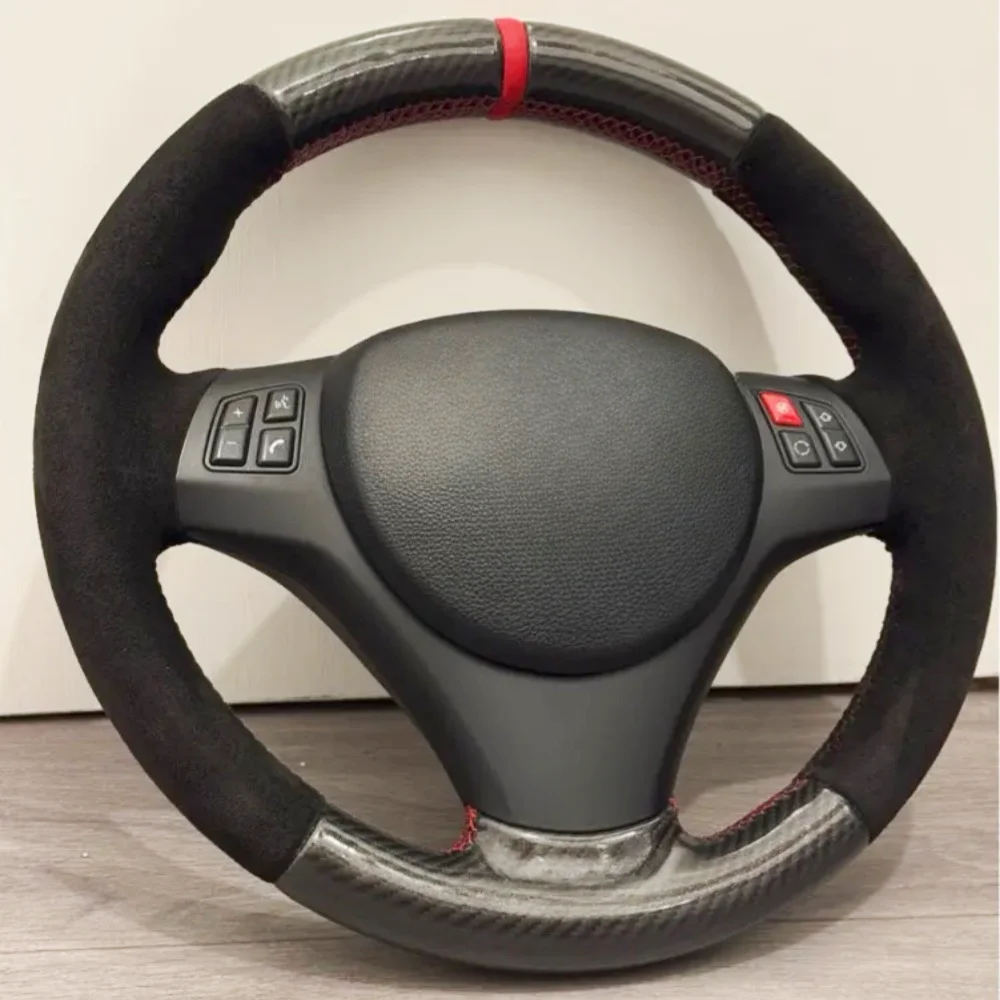 

Чехол на руль автомобиля из углеродного волокна, замша, нескользящий, для BMW E90 E91 E92 E93 E87 E81 E82 E88 X1 E84