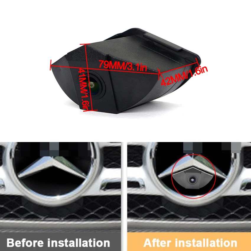 Фото Камера переднего вида CCD AHD 1080P с логотипом для автомобилей Mercedes Benz Vito Viano W205 W211 W212 W213 W164 W176 A B C E G GL SLK Class №2