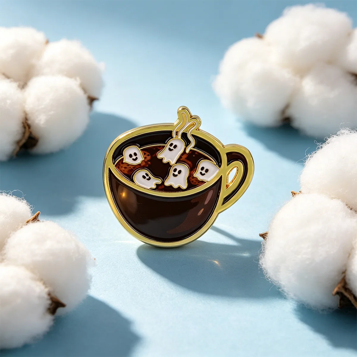Фото Эмалевая брошь Coffee Ghost: милый значок-пин для рюкзака, одежды, аксессуаров, украшение на Хэллоуин, подарок для друзей №4