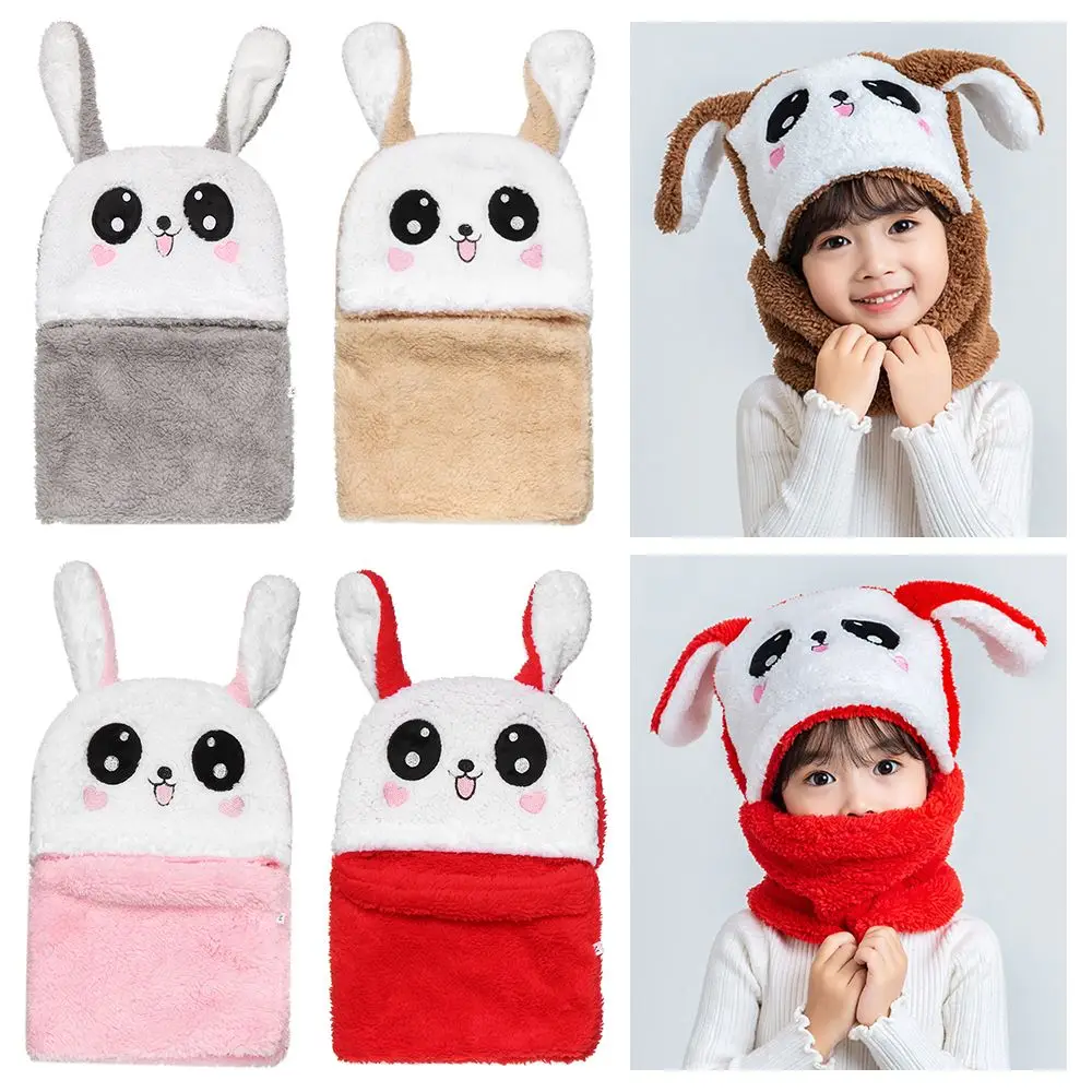 

Kids Favors Costume Decorations Scarf Coral Velvet Winter Bunny Ear Cap Hat Plush Hats Head Warmer