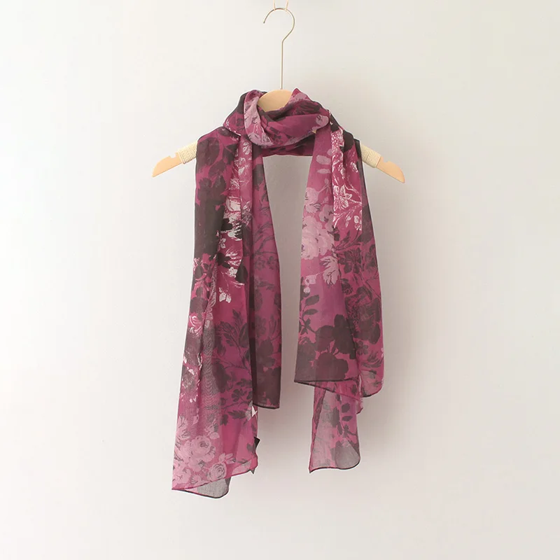 Женский хлопковый шейный платок Фиолетовый Цветочный Принт 2022 |