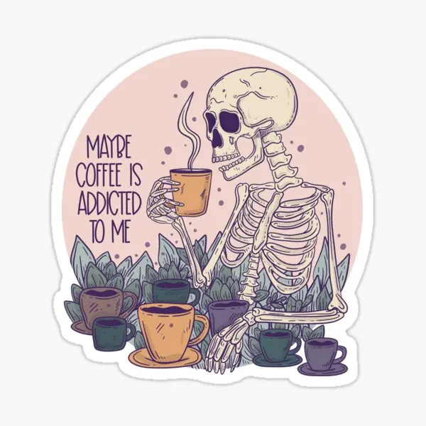 

Maybe Coffee Is Addicted To Me 5PCS Stickers for Room Living Room Anime Home Cartoon Luggage Funny Water Bottles Kid Laptop