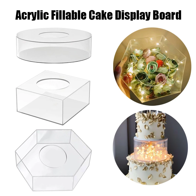 

Acrylic Board Tray Baking Round Cake New Kitchen Stand Square Cake Display Clear Edge Cake Scraper Smoother Decor Tools Base