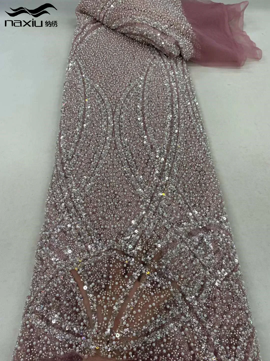 Мэдисон-Роскошная нигерийская кружевная ткань из бисера ручной работы блестки