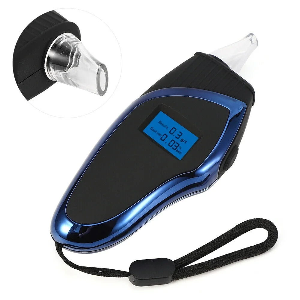 

Portable Drunk Driving Check Blow Alcohol Tester High Sensitivity LED Digital Display Blue Light Handheld with Mouthpiece