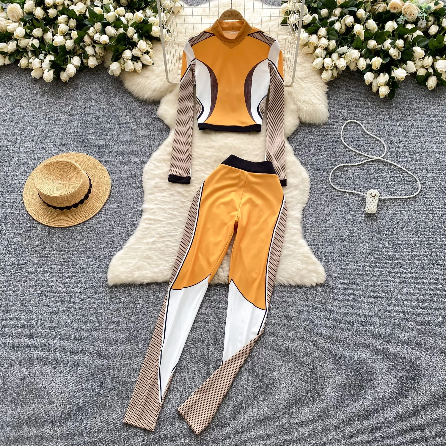 Базовая водолазка модный шикарный топ с длинным рукавом в стиле пэчворк и