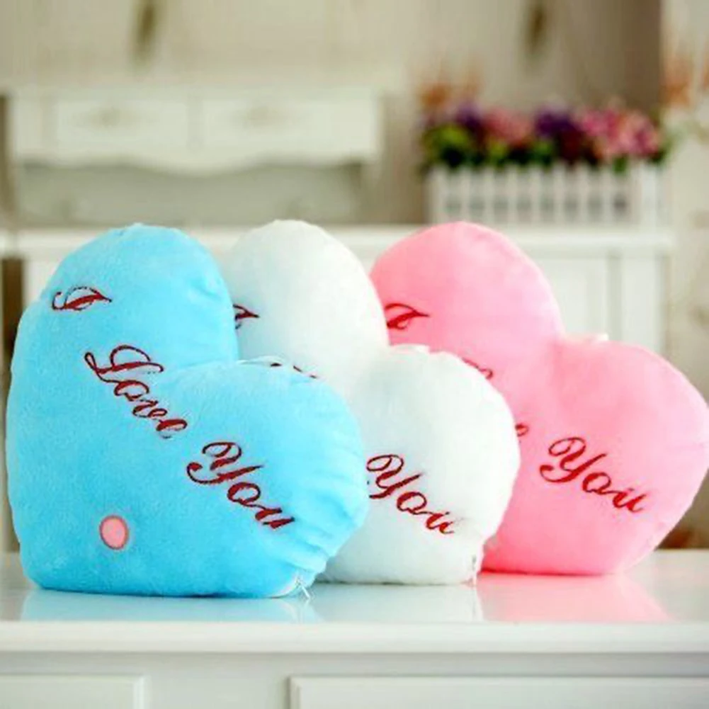 

Creative Plush Toy Luminous Pillow Love Stuffed Glowing in the Dark Colorful Light Cushion Birthday Gifts Toys For Kids Girls