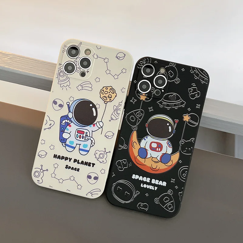 

Fashion Cute Astronaut Phone Case for iPhone 11 12 Pro Max X XR XS XSMAX 6 7 8 Plus Protective Soft Frosted Silicone Cover