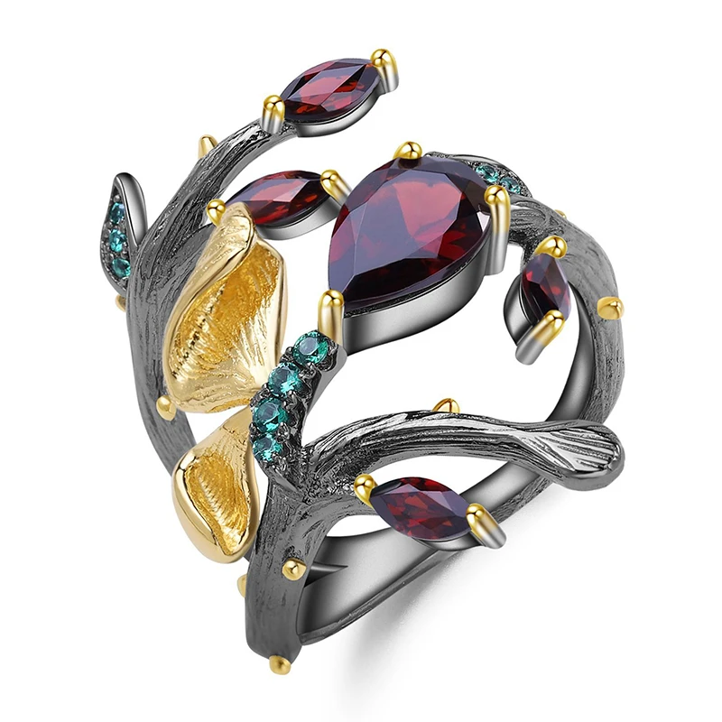 

925 silver garnet ring for women jewelry 210331-40