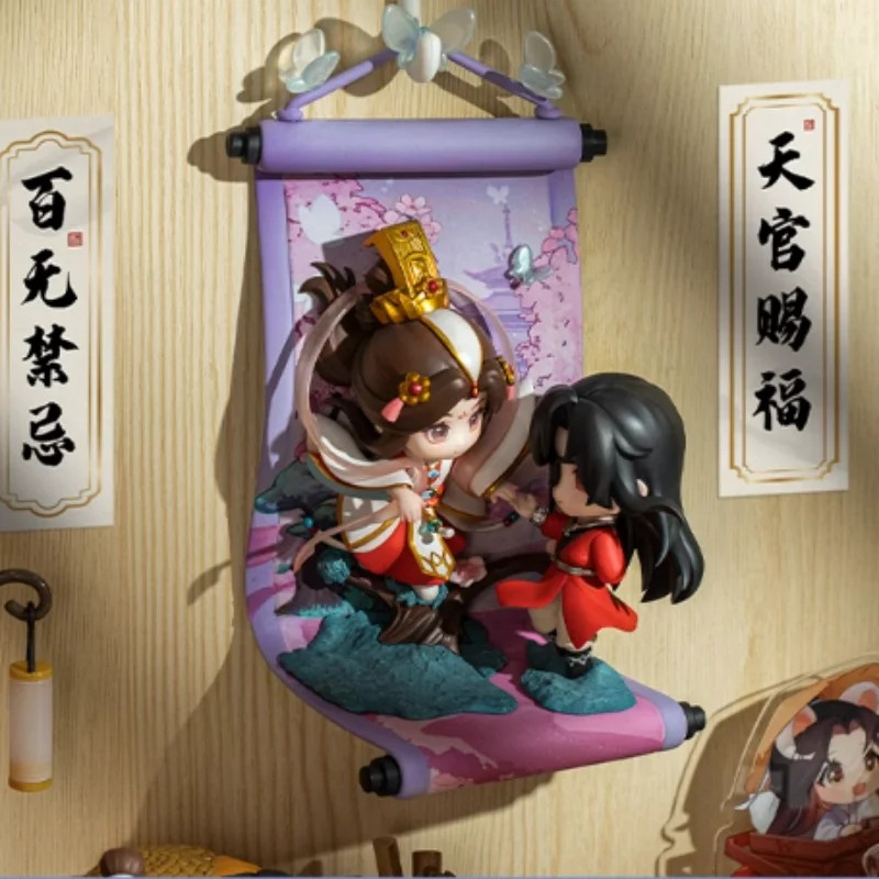 

17cm Genuine TGCF Heaven Official's Blessing anime figure Hua Cheng San Lang Xie Lian Scroll Action Figure Q Version Model decor